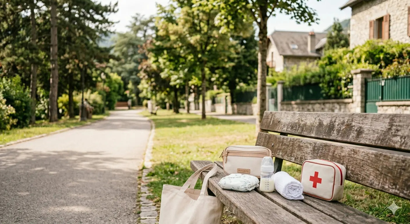 Essentiels pour sortir avec bébé sur un banc