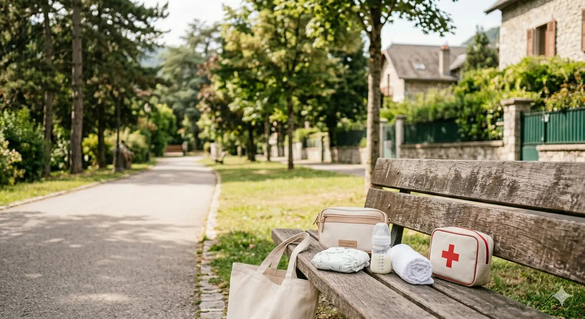 Essentiels pour sortir avec bébé sur un banc