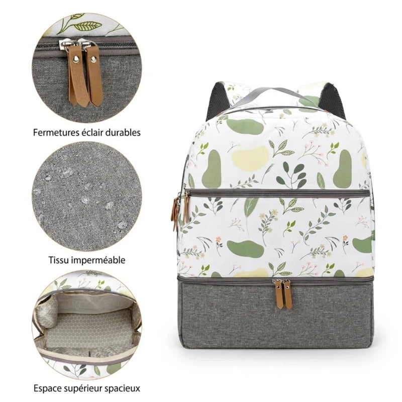 Détails du petit sac à dos à langer