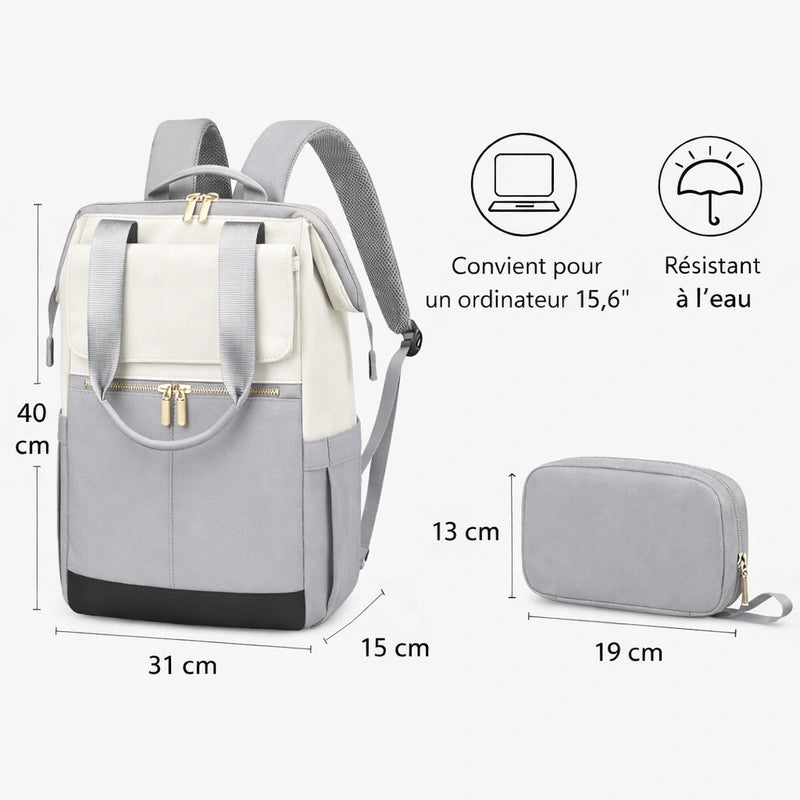 Dimensions du sac à langer à dos gris
