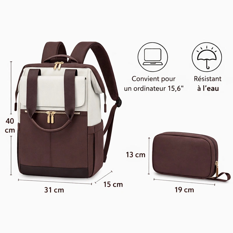 Dimensions du sac à langer à dos marron