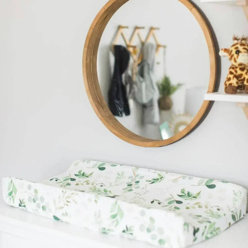 Matelas à langer fleuris pour bébé vert