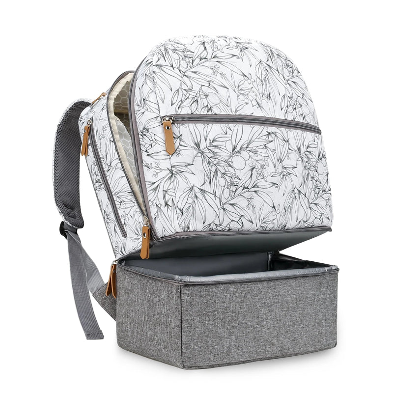 Petit sac à dos à langer fleurs sur fond blanc