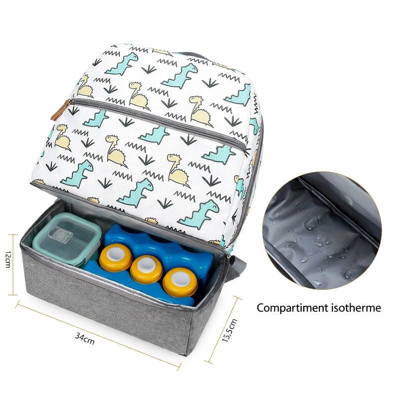 Poche isotherme du petit sac à dos à langer dinosaure