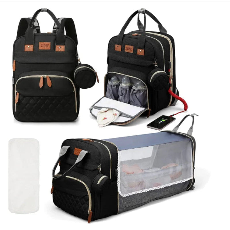 Sac à dos lit 3 en 1 avec port USB noir