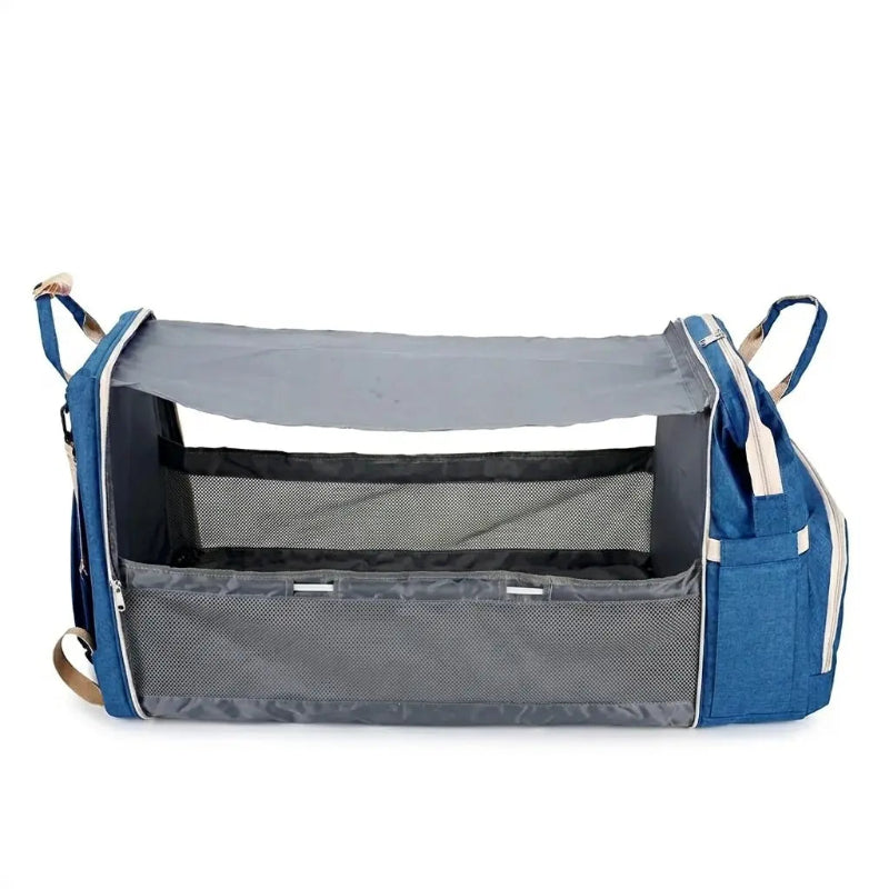 Sac à langer 3 en 1 bleu ouvert