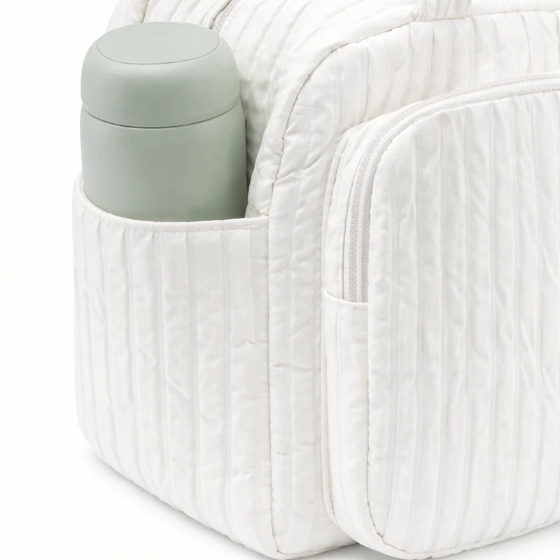 Sac à langer avec bandoulière blanc avec poche à gourde