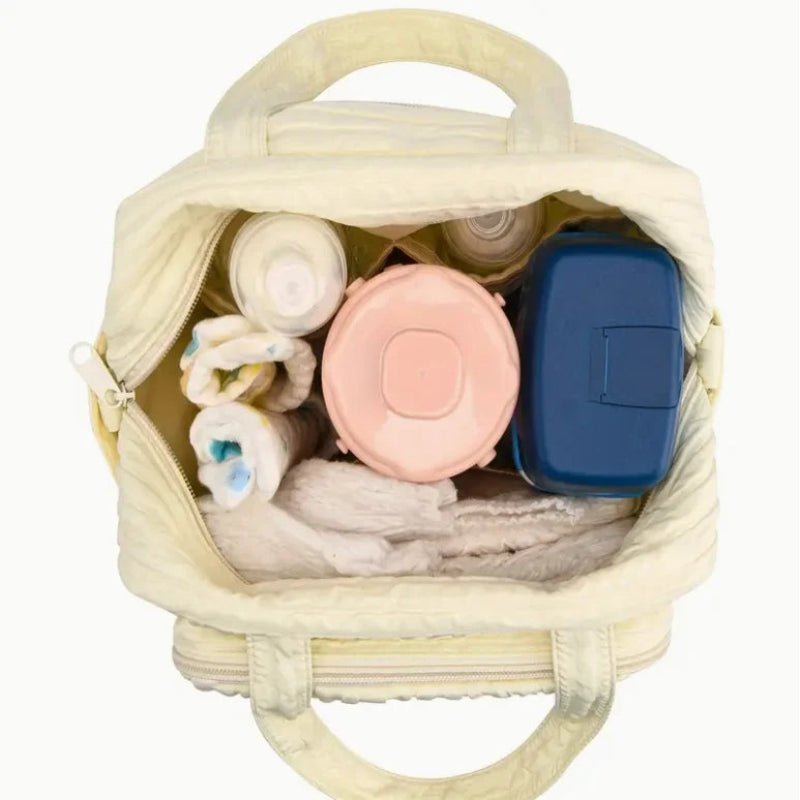 Sac à langer avec bandoulière jaune intérieur