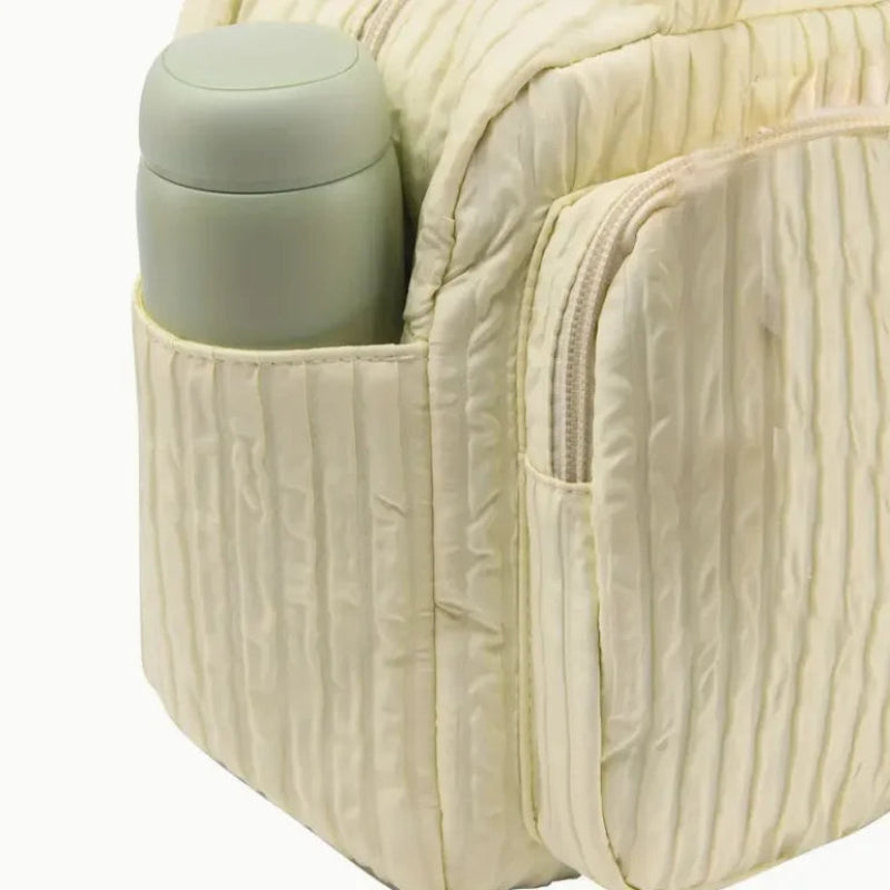 Sac à langer avec bandoulière jaune poche à gourde