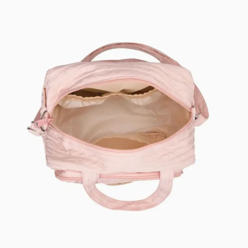 Sac à langer avec bandoulière rose intérieur