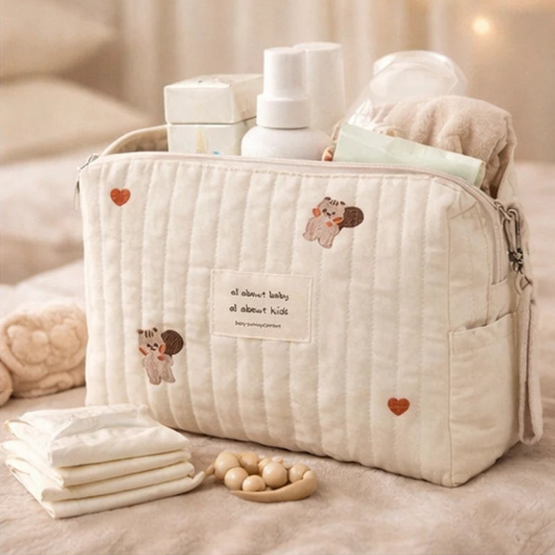 Sac à langer bébé castor avec accessoires à l'intérieur