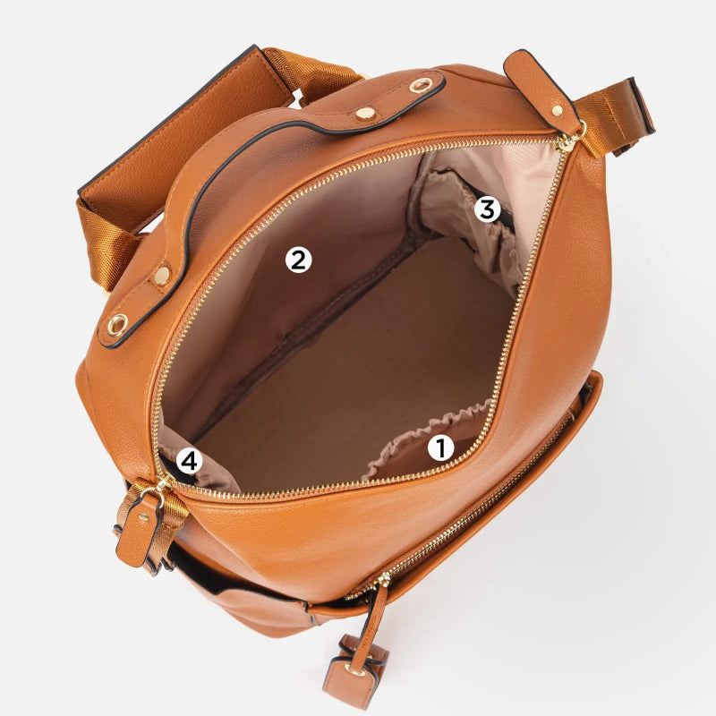 Sac à langer cuir marron intérieur