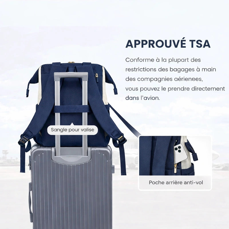 Sac à langer à dos bleu pour voyage
