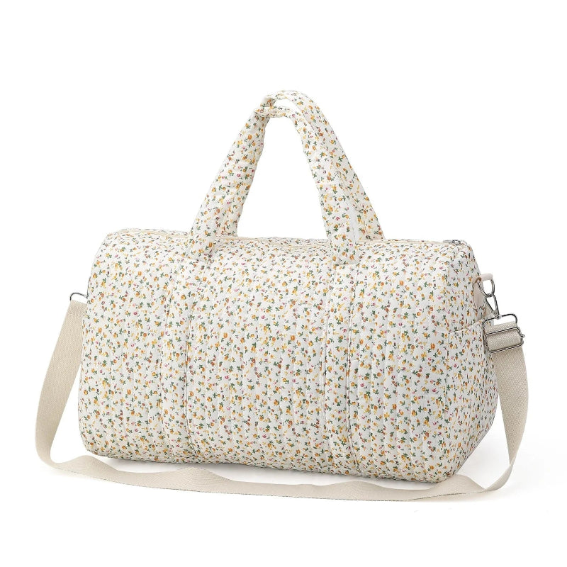 Sac à langer matelassé fleuris vert