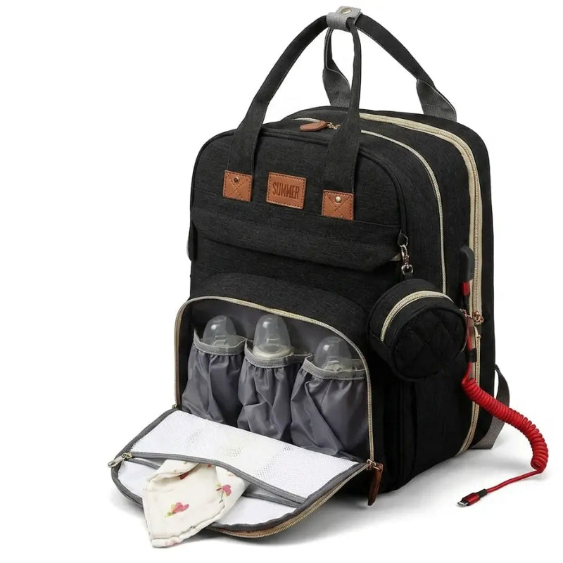 Sac à langer lit noir poche biberon