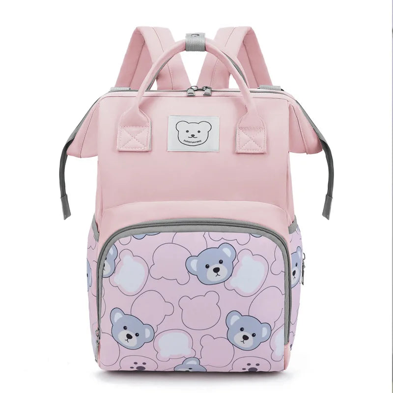 Sac à langer ourson rose de face 