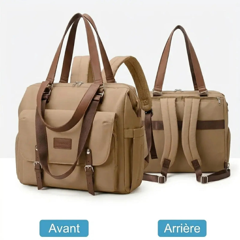 Vues du sac à dos à langer marron
