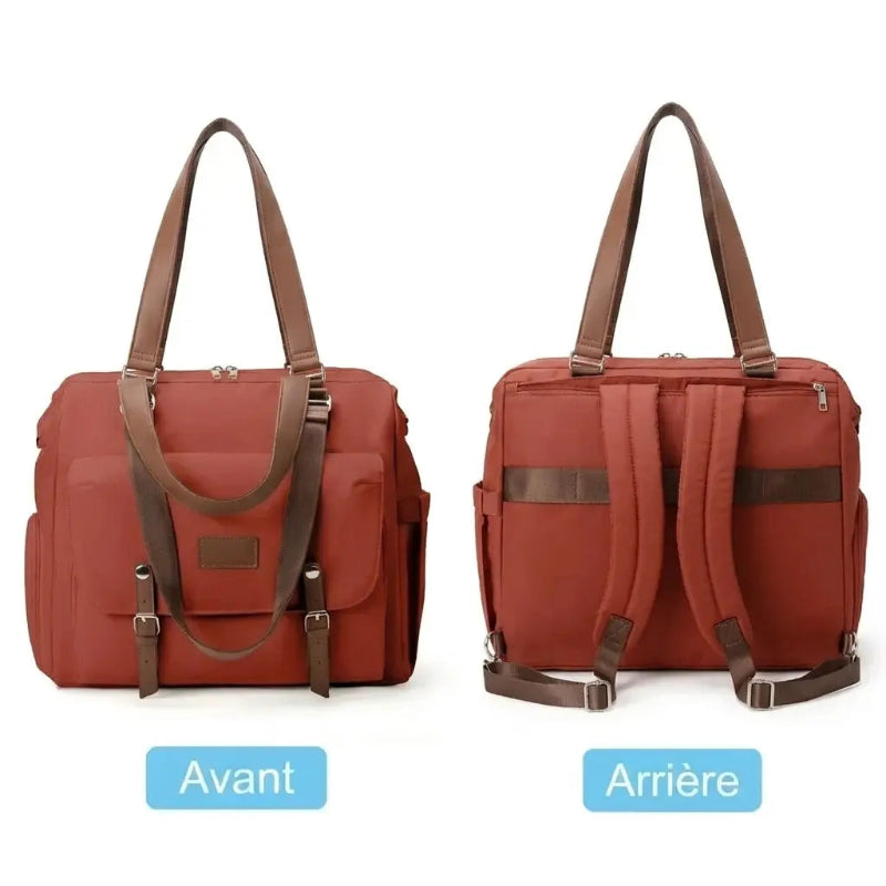 Vues du sac à dos à langer rouge