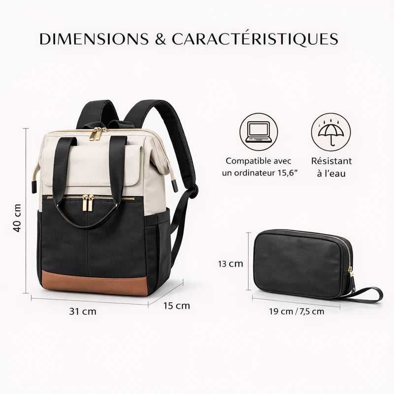 Dimensions du sac a langer dos noir