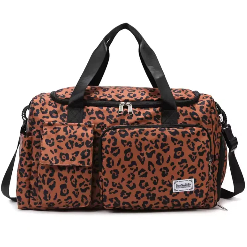 Sac à langer léopard marron de face 